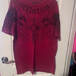 Affliction Men's Crimson Winged Cross Tee